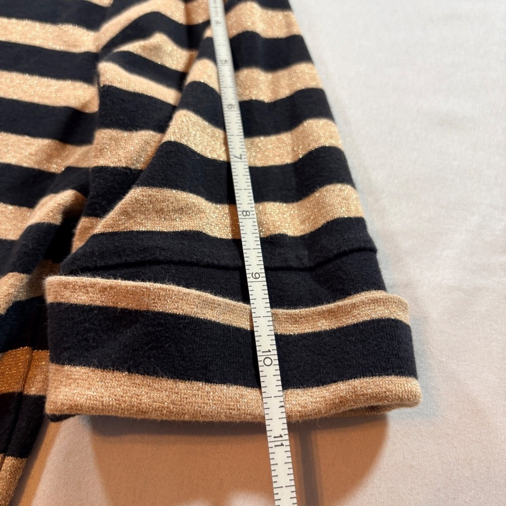 Lauren Ralph Lauren Striped Metallic Top Women Medium Black Gold Boat Neck Shirt - Picture 7 of 7